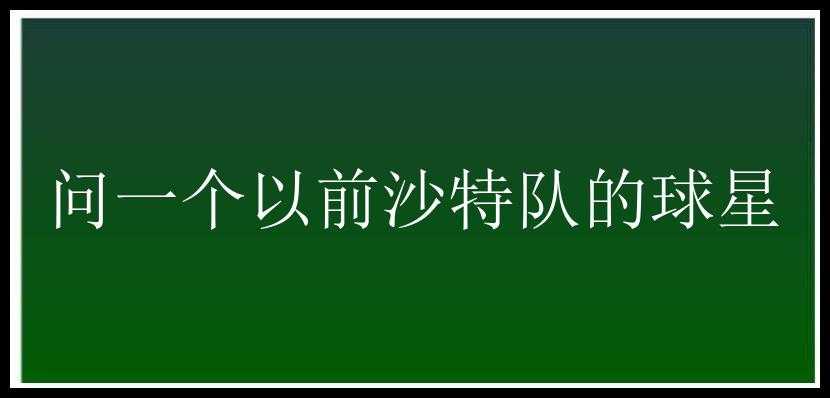 问一个以前沙特队的球星