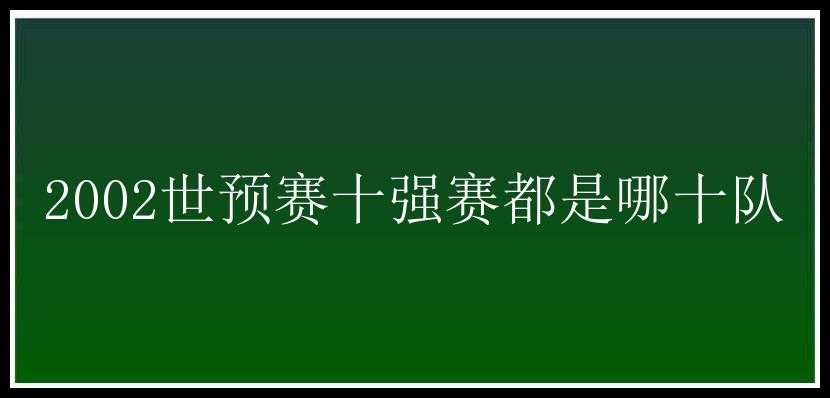 2002世预赛十强赛都是哪十队