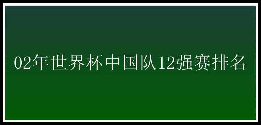 02年世界杯中国队12强赛排名