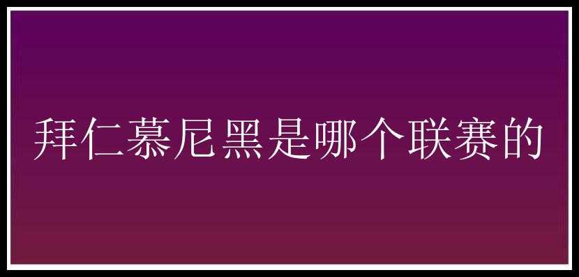 拜仁慕尼黑是哪个联赛的