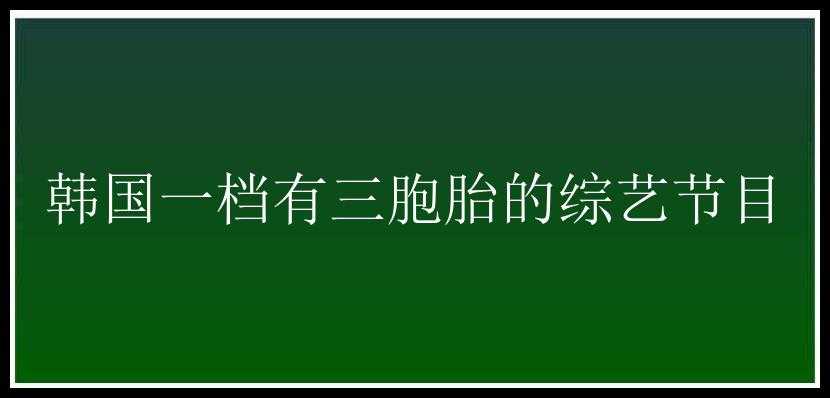 韩国一档有三胞胎的综艺节目