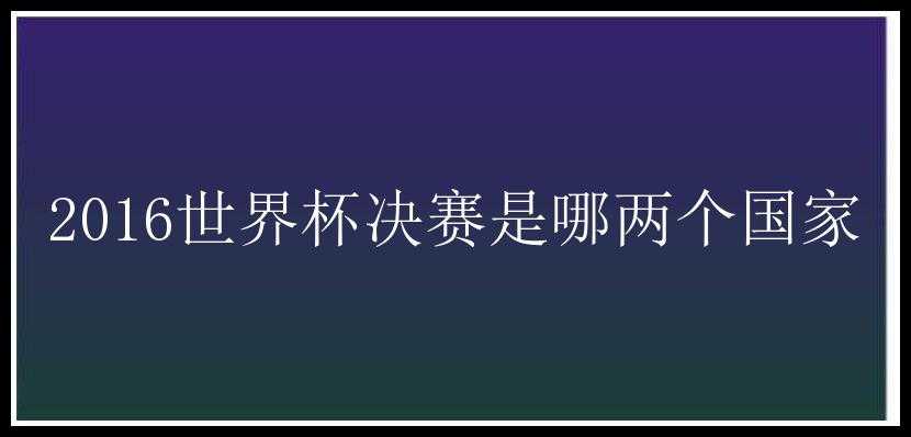 2016世界杯决赛是哪两个国家