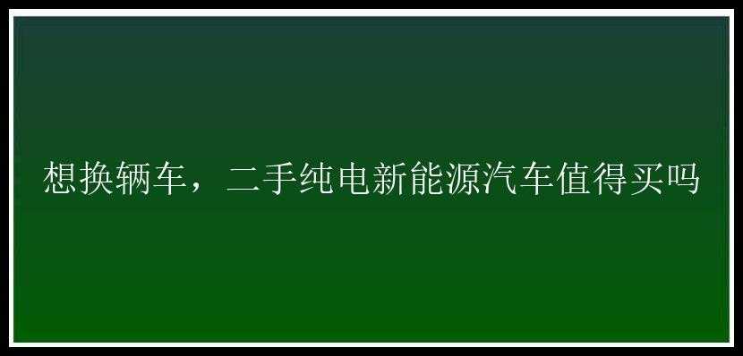 想换辆车，二手纯电新能源汽车值得买吗