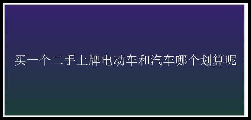 买一个二手上牌电动车和汽车哪个划算呢