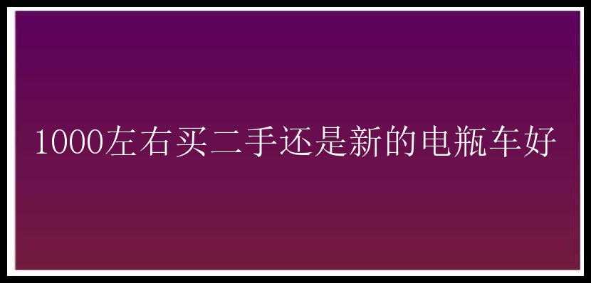 1000左右买二手还是新的电瓶车好