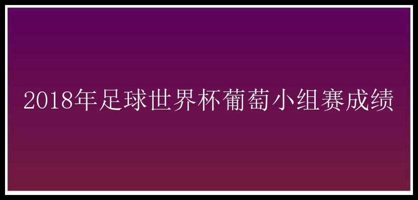 2018年足球世界杯葡萄小组赛成绩