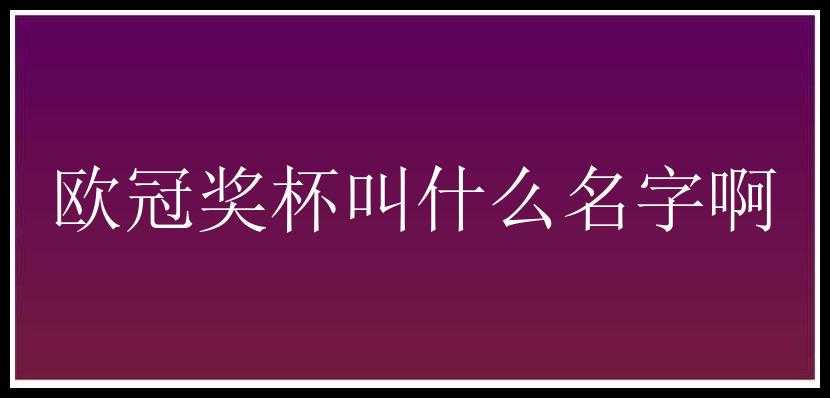 欧冠奖杯叫什么名字啊