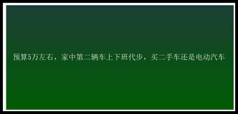 预算5万左右，家中第二辆车上下班代步，买二手车还是电动汽车