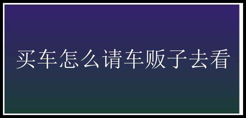 买车怎么请车贩子去看