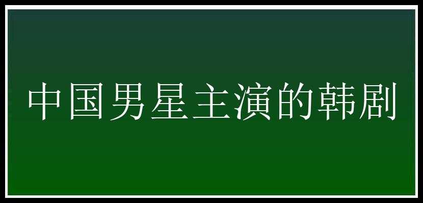 中国男星主演的韩剧