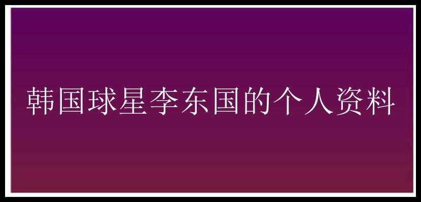 韩国球星李东国的个人资料