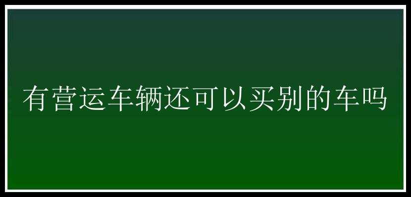 有营运车辆还可以买别的车吗