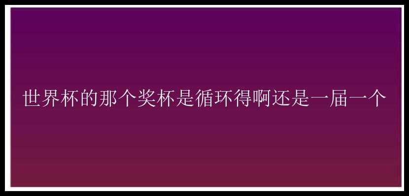 世界杯的那个奖杯是循环得啊还是一届一个