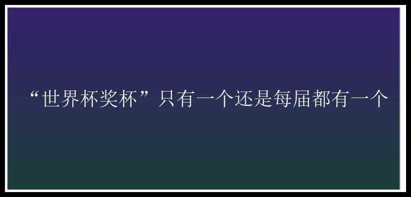 “世界杯奖杯”只有一个还是每届都有一个