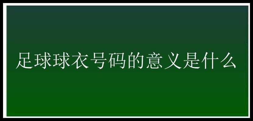 足球球衣号码的意义是什么