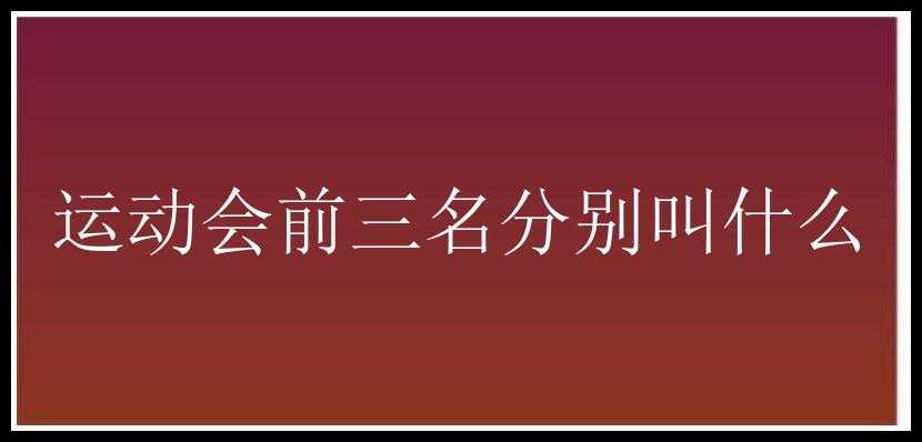 运动会前三名分别叫什么