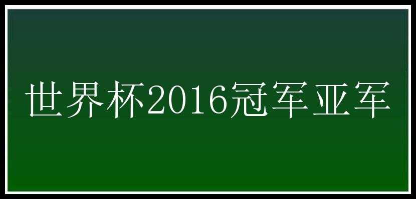 世界杯2016冠军亚军