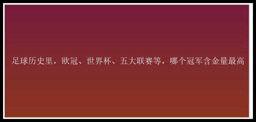 足球历史里，欧冠、世界杯、五大联赛等，哪个冠军含金量最高