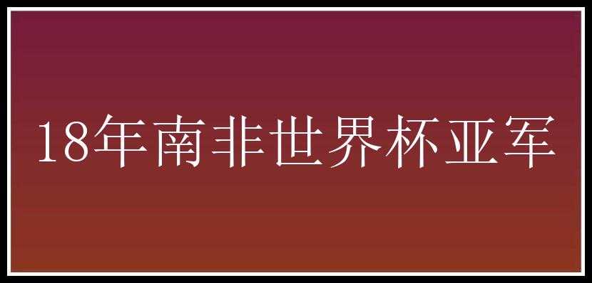 18年南非世界杯亚军