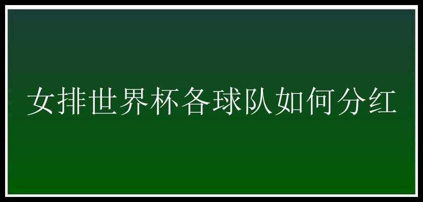 女排世界杯各球队如何分红