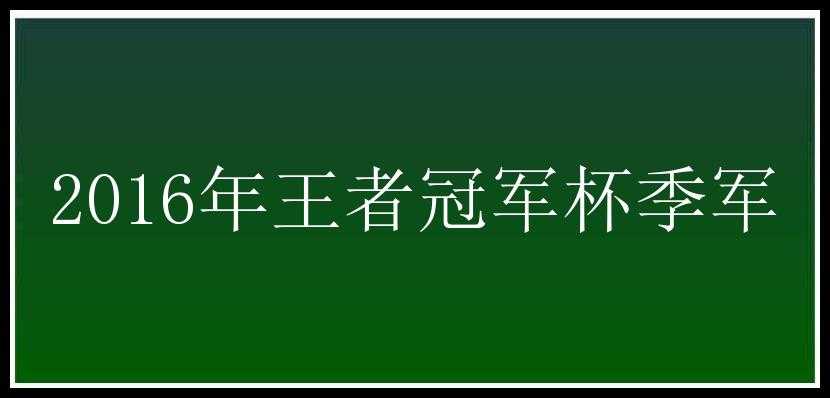 2016年王者冠军杯季军