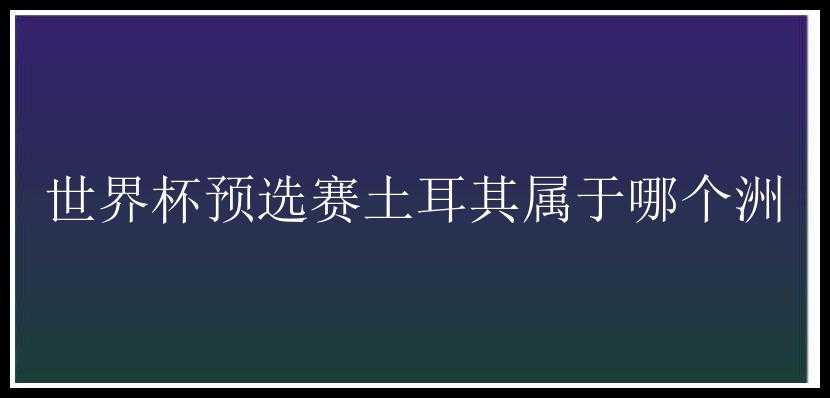 世界杯预选赛土耳其属于哪个洲