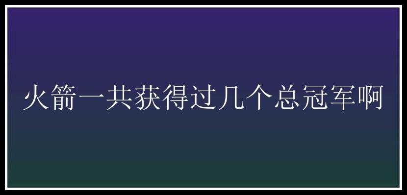 火箭一共获得过几个总冠军啊