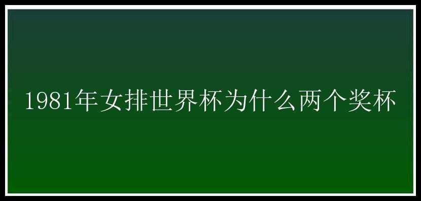 1981年女排世界杯为什么两个奖杯