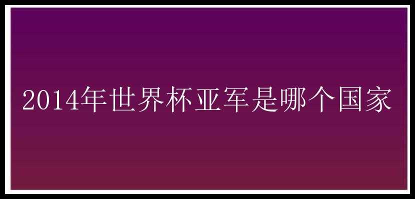 2014年世界杯亚军是哪个国家