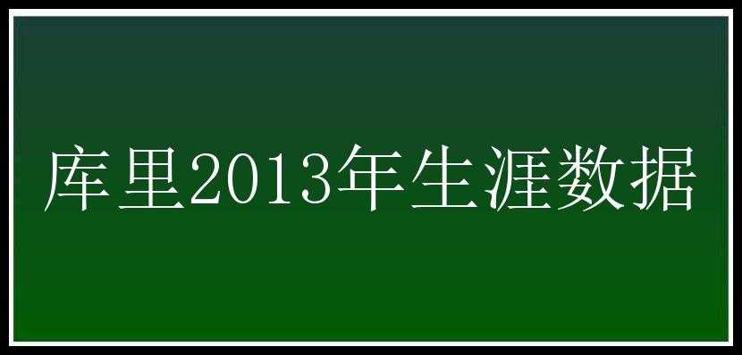 库里2013年生涯数据