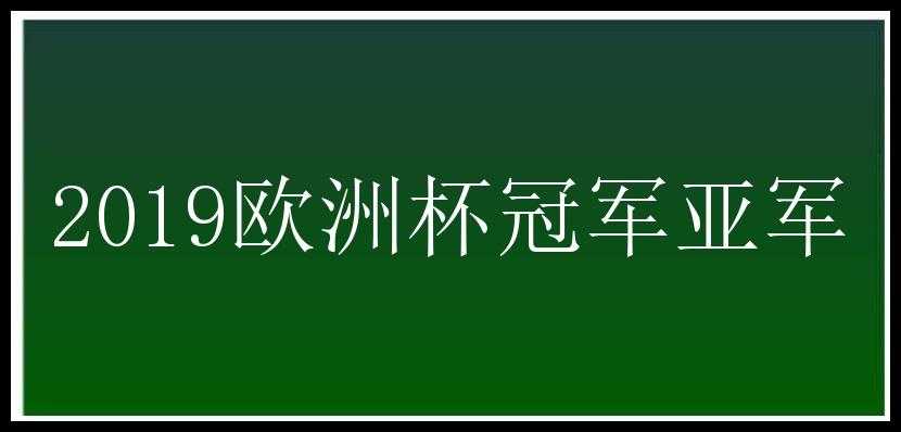 2019欧洲杯冠军亚军