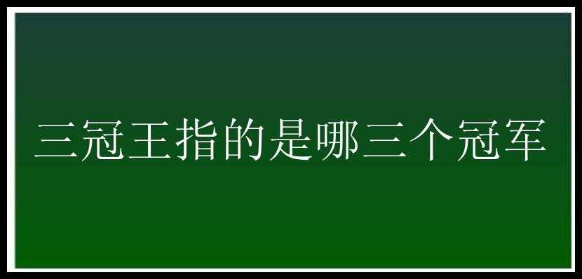 三冠王指的是哪三个冠军