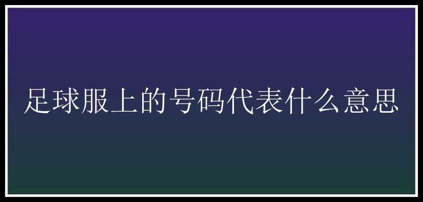 足球服上的号码代表什么意思