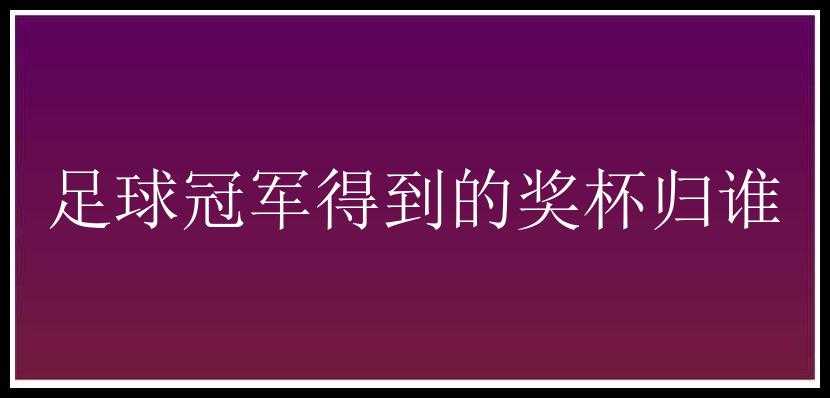 足球冠军得到的奖杯归谁