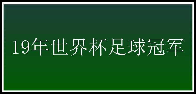 19年世界杯足球冠军