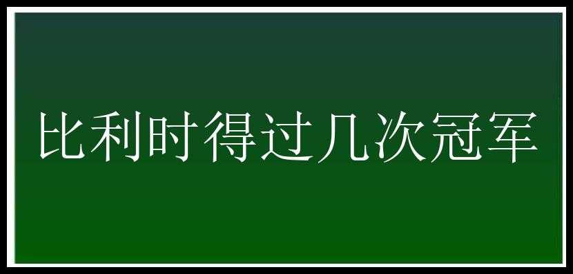 比利时得过几次冠军