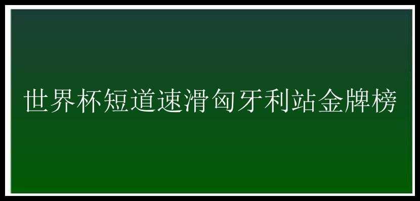 世界杯短道速滑匈牙利站金牌榜