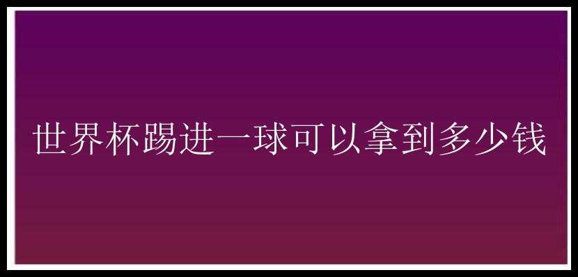 世界杯踢进一球可以拿到多少钱