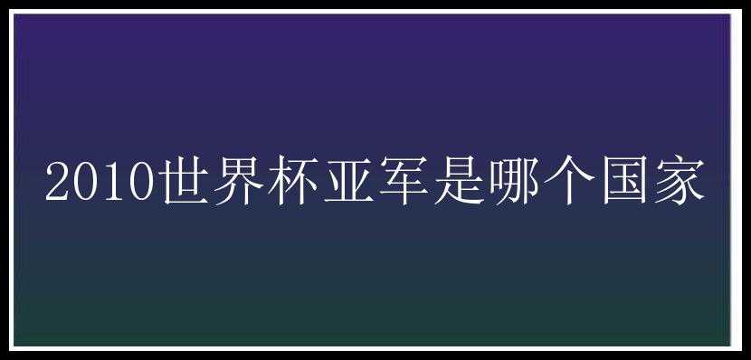 2010世界杯亚军是哪个国家