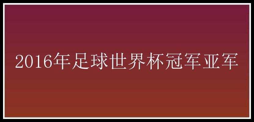 2016年足球世界杯冠军亚军