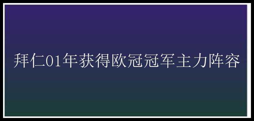 拜仁01年获得欧冠冠军主力阵容