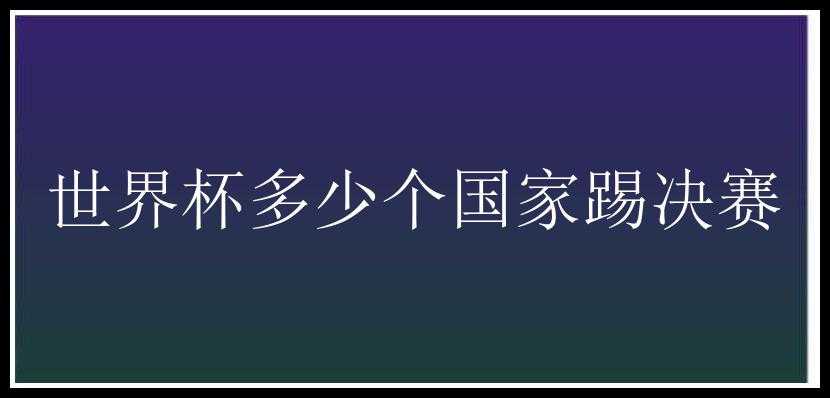 世界杯多少个国家踢决赛