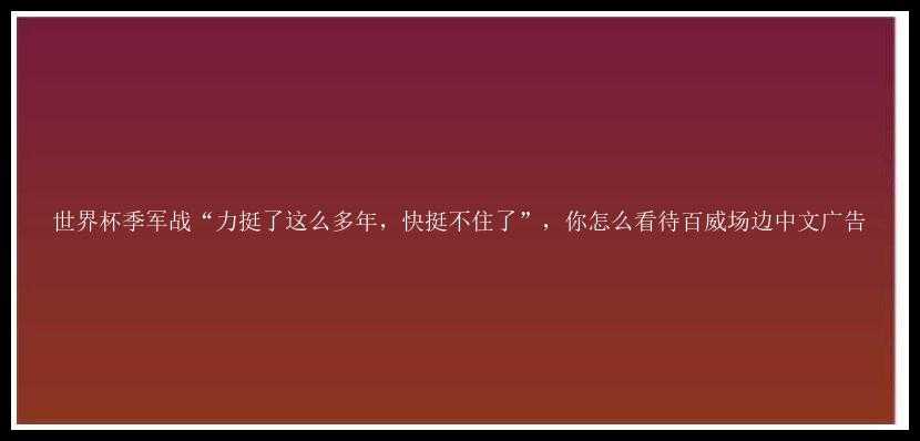 世界杯季军战“力挺了这么多年，快挺不住了”，你怎么看待百威场边中文广告