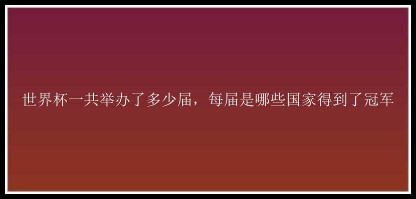 世界杯一共举办了多少届，每届是哪些国家得到了冠军