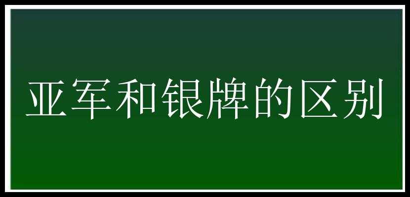 亚军和银牌的区别