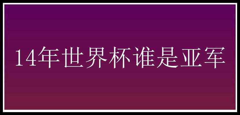 14年世界杯谁是亚军