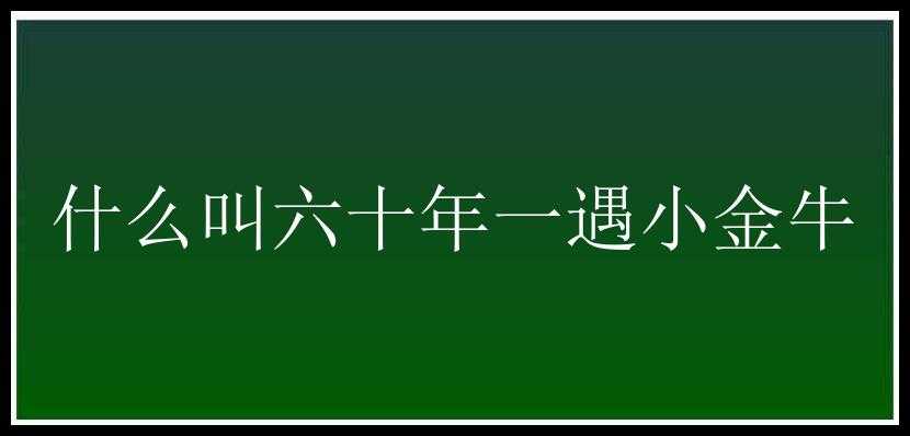 什么叫六十年一遇小金牛