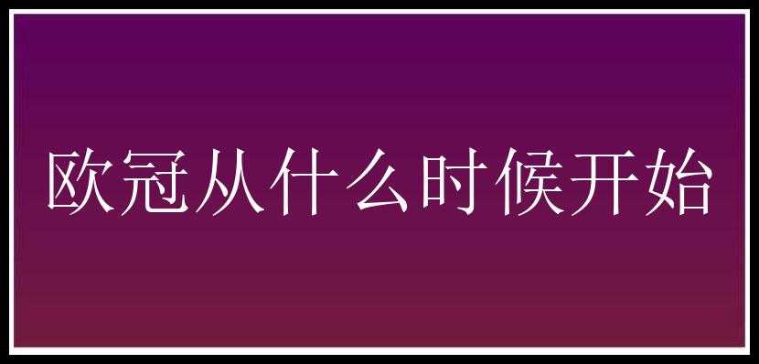 欧冠从什么时候开始