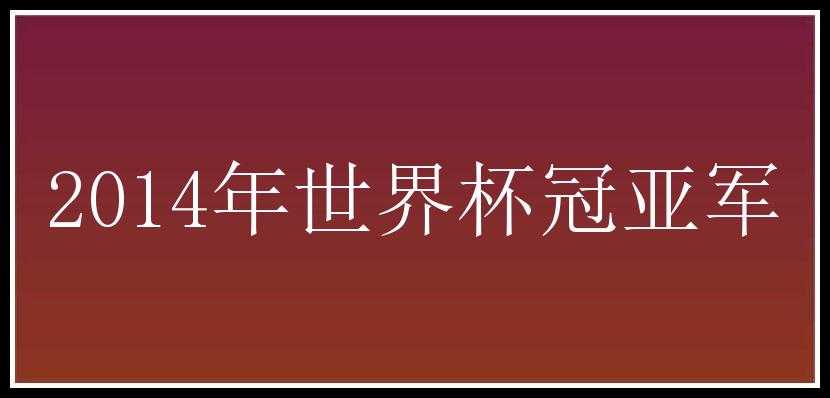 2014年世界杯冠亚军