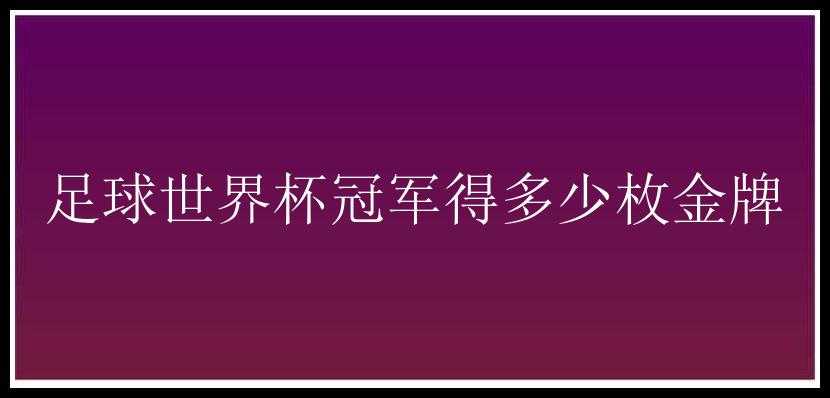 足球世界杯冠军得多少枚金牌